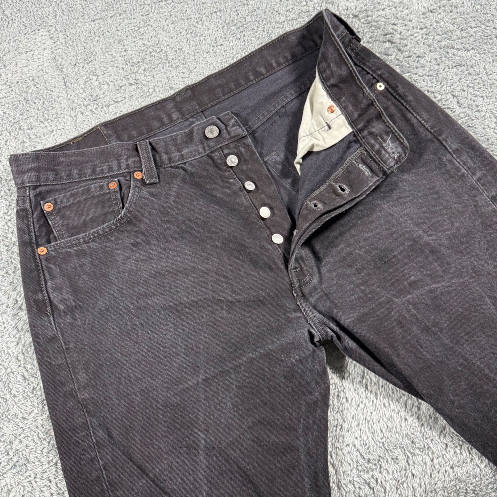 Levi's‎ 501 Jeans Mens 36x35 Black Nice Fade Button Fly Denim Original